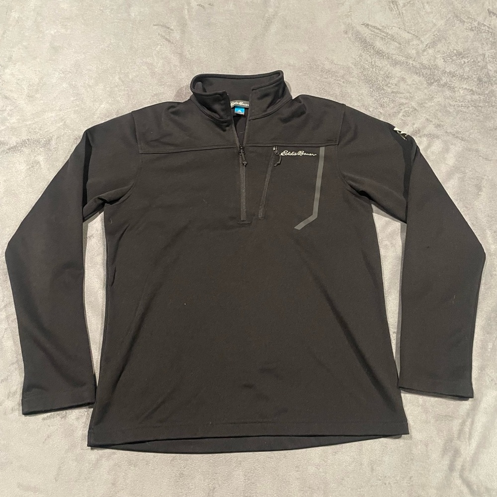 Eddie Bauer Sweater Mens Small Black First Ascent Fleece 1/2 Zip Pullover